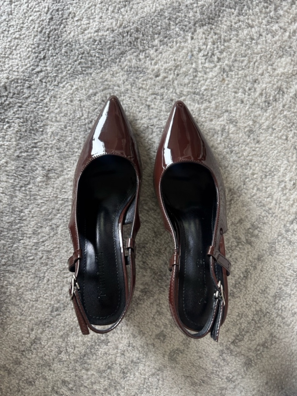 Women's Pointed-Toe Slingback Pumps in Dark Brown Patent